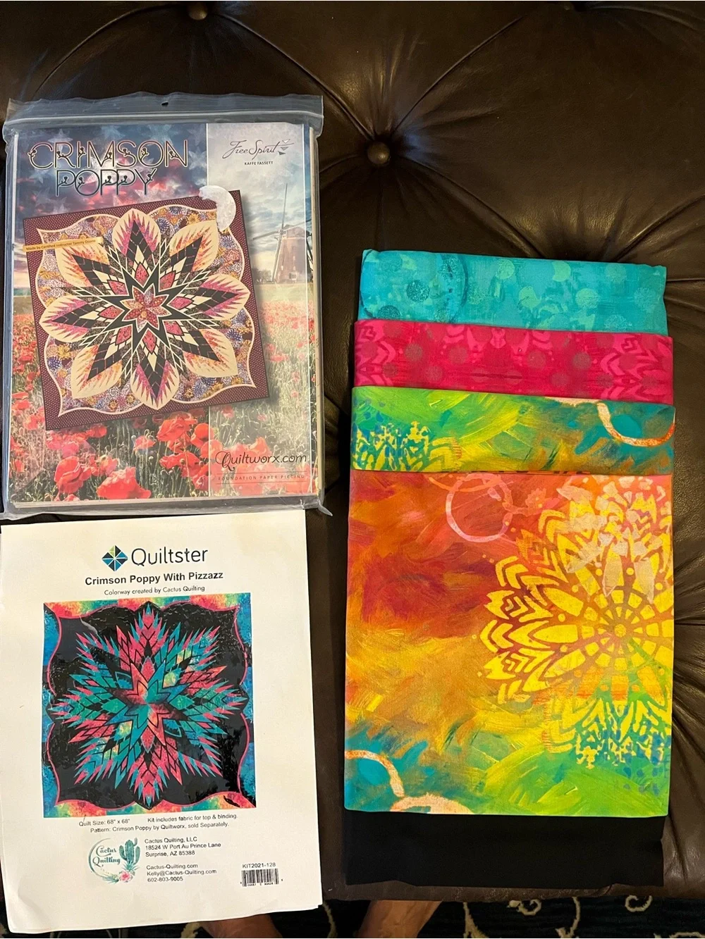 Crimson Poppy With Pizzazz Quilt Kit - Teal, Pink, Black